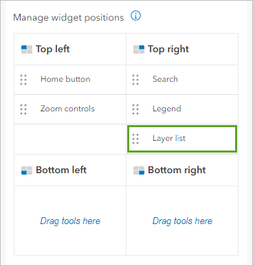 Layer list in the Top right position