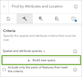 Build new query button on Find by Attributes and Location pane