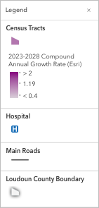 Legend for the map showing the meaning of colors in the Census Tracts layer