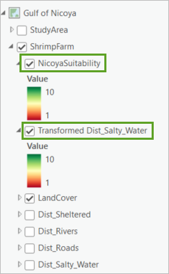 New layers added for the suitability analysis