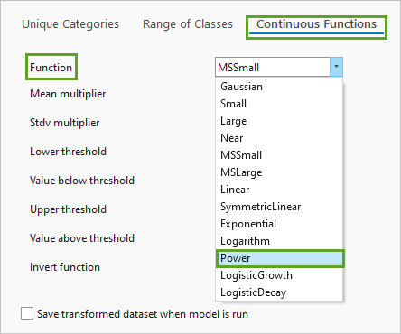 Choose power function