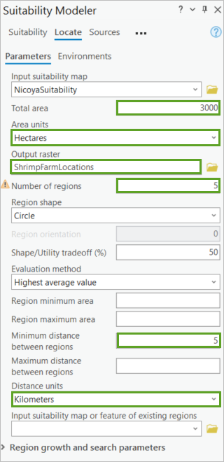 Locate parameters