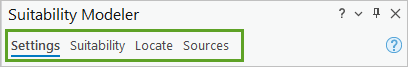 Tabs on the Suitability Modeler pane