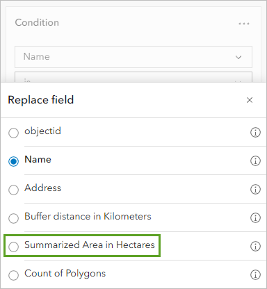 Summarized Area in Hectares field