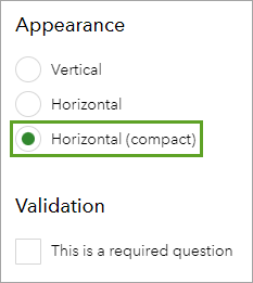 Appearance parameter set to Horizontal (compact)