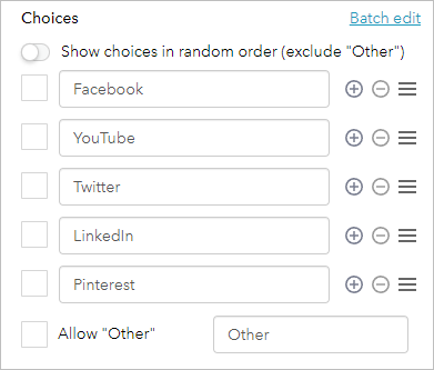 Choices for the social media question