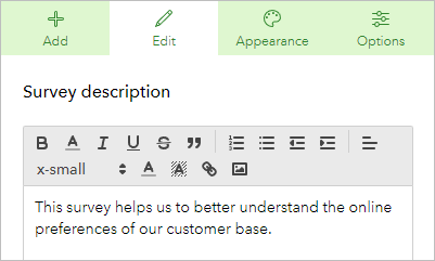 Survey Description parameter with the new description