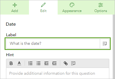 Parameters for the date question