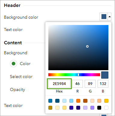 Hex code for the header