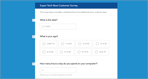 Survey with blue theme