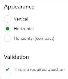 Appearance and Validation options for the social media question