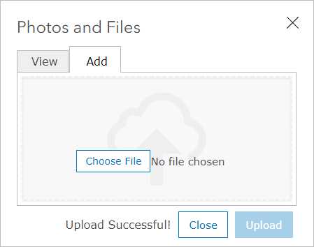 Photos and Files window successfully uploaded an image.