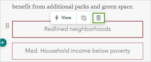 Delete for the Redlined neighborhoods map action button