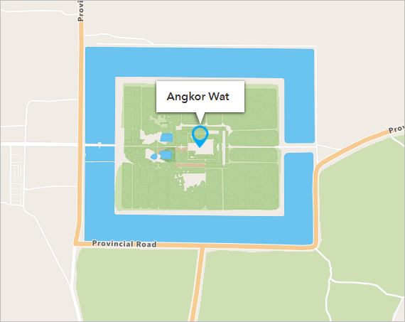 Detailed basemap of Angkor Wat where the moat is visible