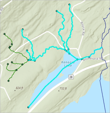 Map showing trace with barrier