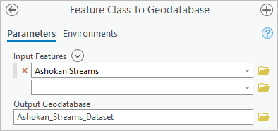 Feature Class To Geodatabase tool parameters