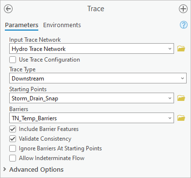 Trace tool with downstream parameters