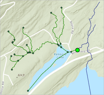 Map showing saved upstream areas