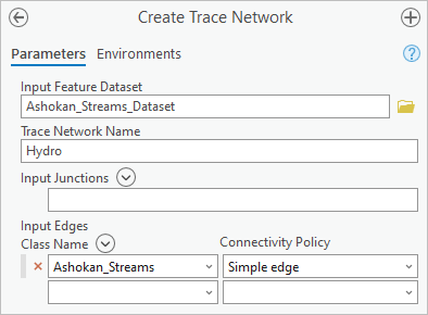 Create Trace Network tool parameters