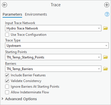 Trace tool parameters
