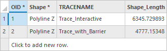 Table showing both trace results