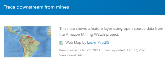 Trace downstream from mines map item description page