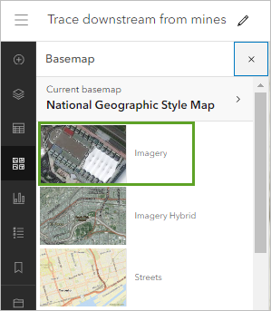 Click Imagery to turn on the Imagery basemap.