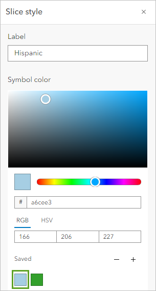 The light blue color under Saved in the Slice style window