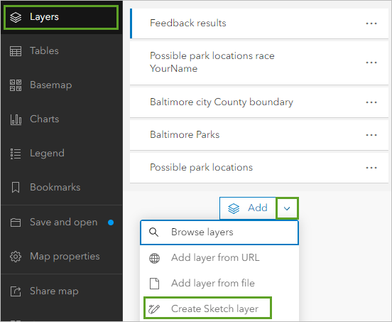 Create Sketch layer in the Layers pane