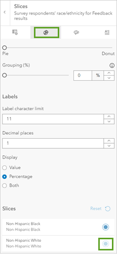 Symbol for Non Hispanic White slice on the Slices pane