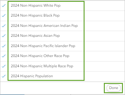 Race and ethnicity fields selected for creating the pie chart