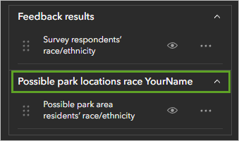 Possible park locations race layer under Feedback results