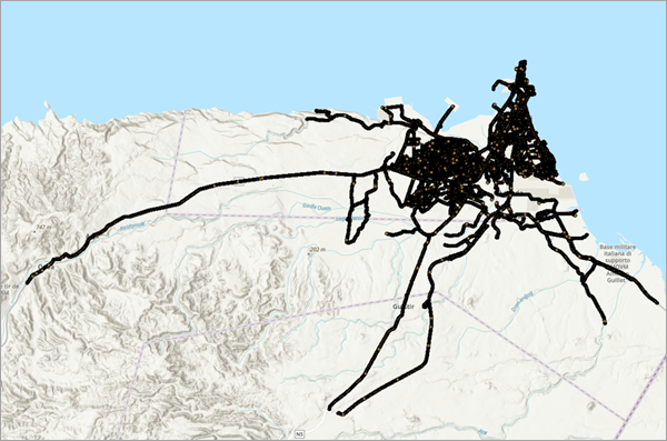 Default map with vehicle data