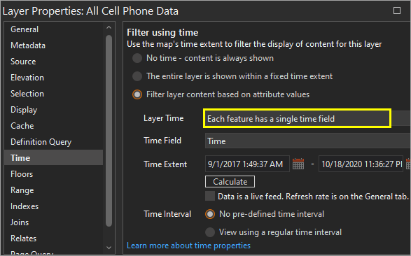 Choose time field