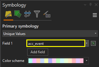 Field 1 parameter set to acc_event