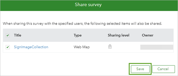 Share survey window