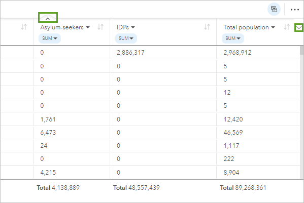 Buttons to collapse column headers and hide card header