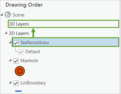 Move the layer in Contents pane.