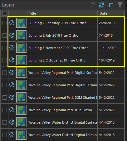 Catalog dataset layers for Building E