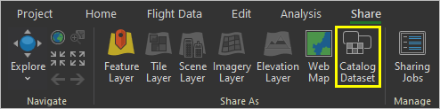Catalog Dataset button on the Share tab