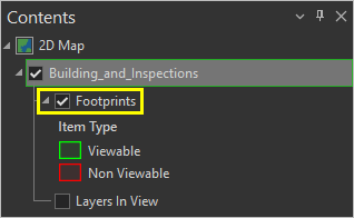 Footprints expanded in the Catalog pane