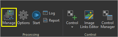 Manage button in the Processing group