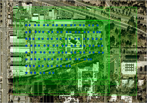 Map zoomed out to show the boundaries of the Footprints layer