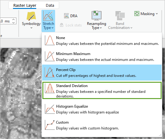 Change the raster stretch type.