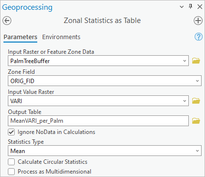 Zonal Statistics as Table parameters