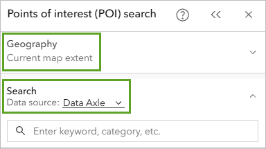 POI Geography and Search parameters