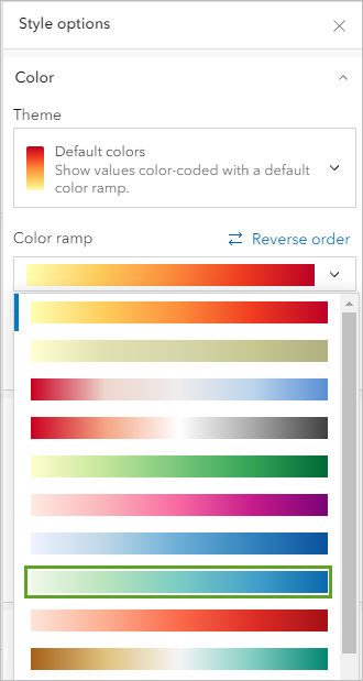 Color ramp selection