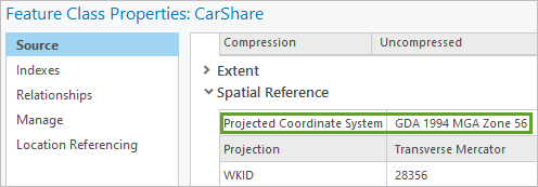 Projected Coordinate System value