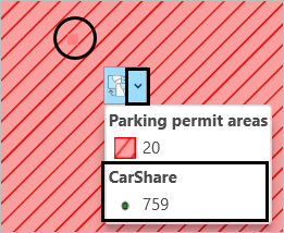 CarShare in the select layer menu for the selected point