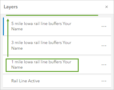 Reorder the layers by buffer distance.